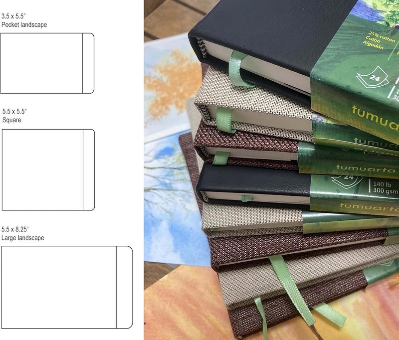 tumuarta Watercolor Journal, 3.5x5.5”, 140 LB, 300 GSM, Cotton Paper, Cold Press, 24 Sheets, 48 Pages, Watercolor Paper Sketchbooks for Use As Travel Notebook and Mixed Media Pad On The Go - Image 4